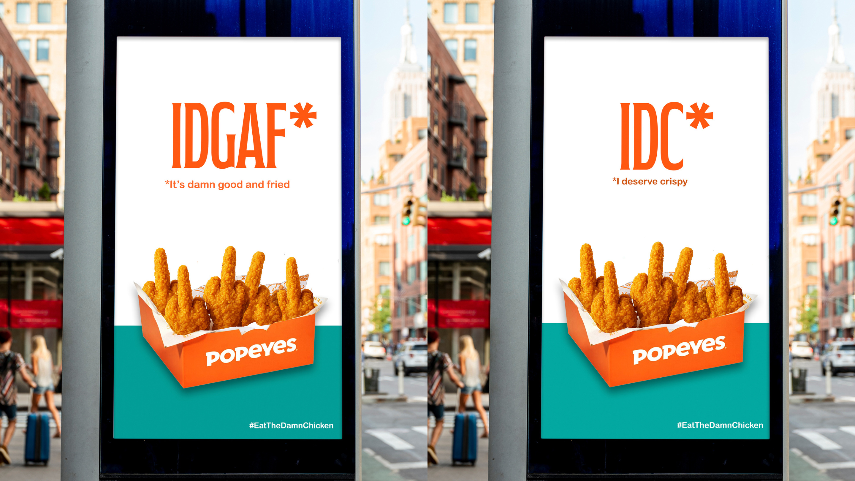IDGAF* and IDC* transit shelter ads