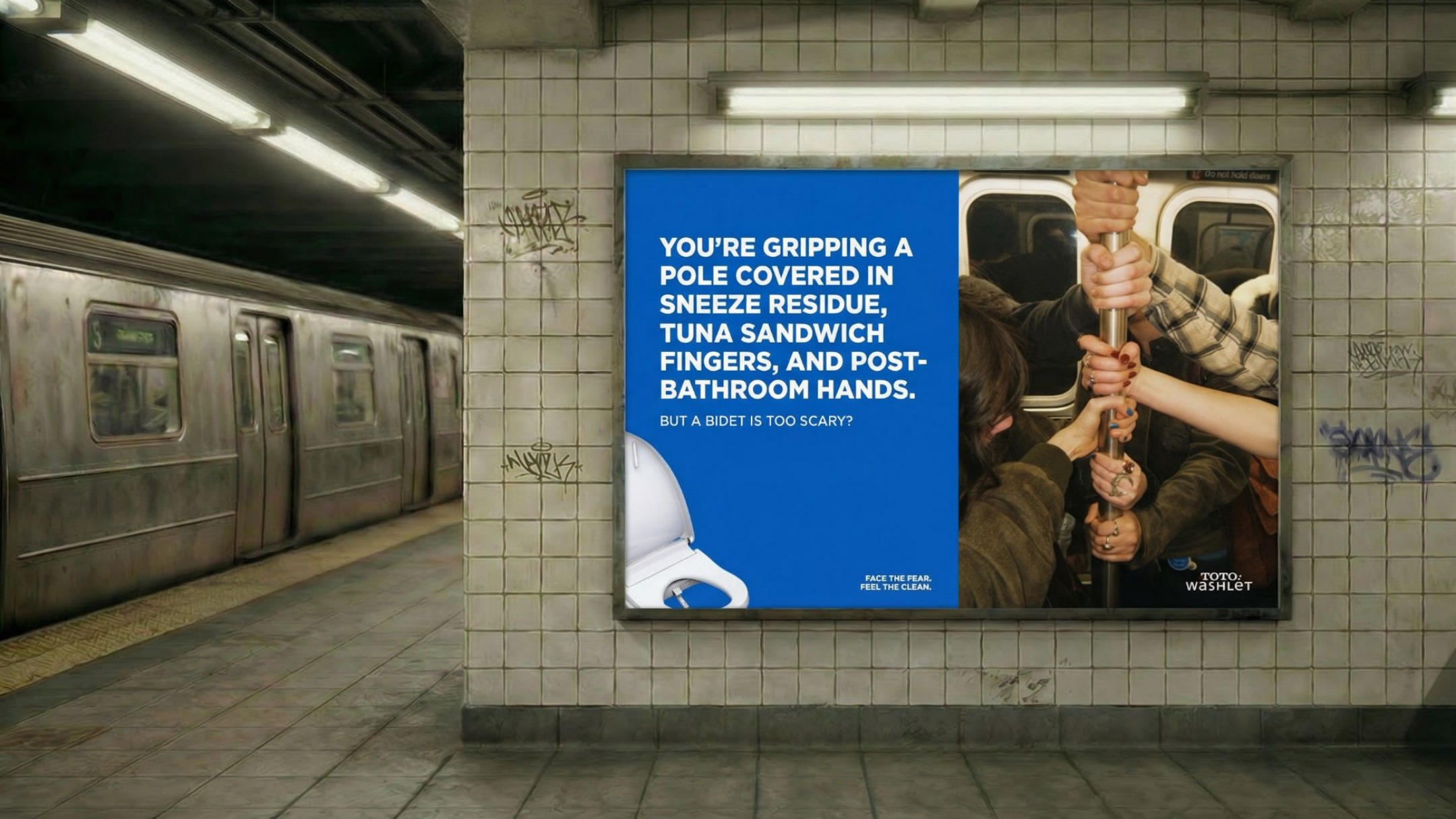 You're gripping a pole covered in sneeze residue...